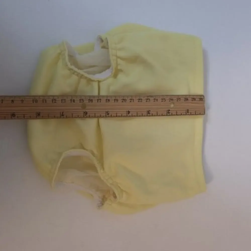 Vintage Nannette Baby Girl Bib Smock Bloomers Yellow Rabbit Mushroom Graphic 2pc